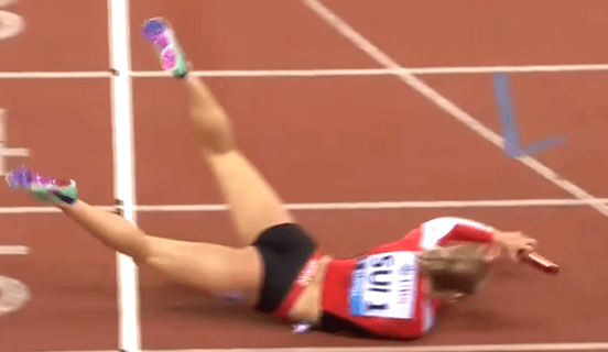 Swiss sprinter, Melissa Gutschmidt, has a fall 